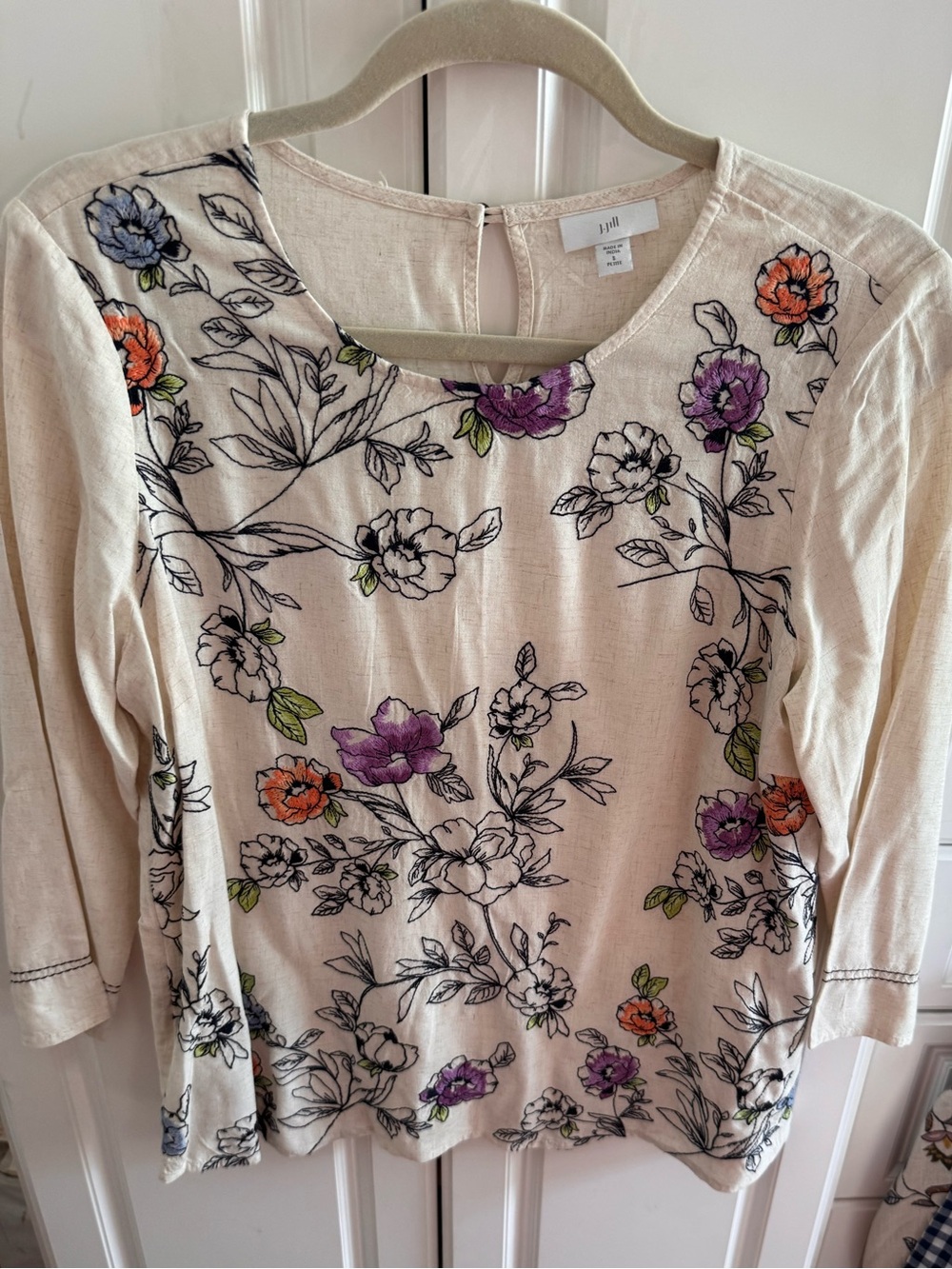 Jjill small petite embroidered blouse, like new